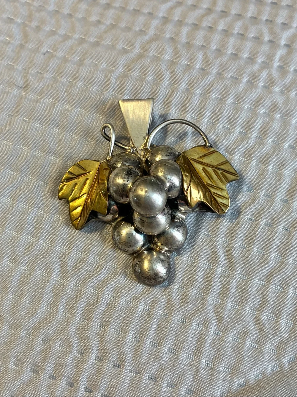 Taxco Mexico Sterling Grape Cluster Vintage Brooch or Pendant